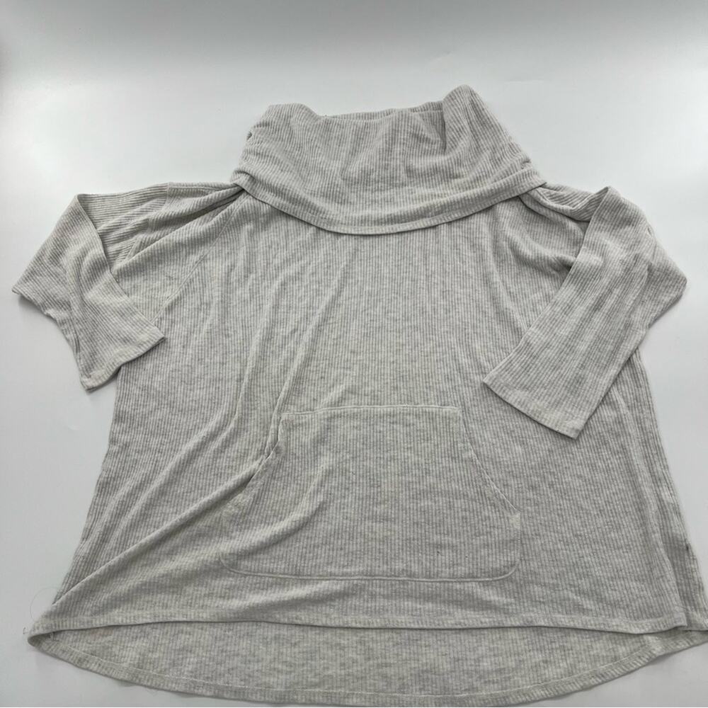 Soft Surroundings White Grey Cowl Neck Plus Size Sweater Top Shirt Long Sleeve